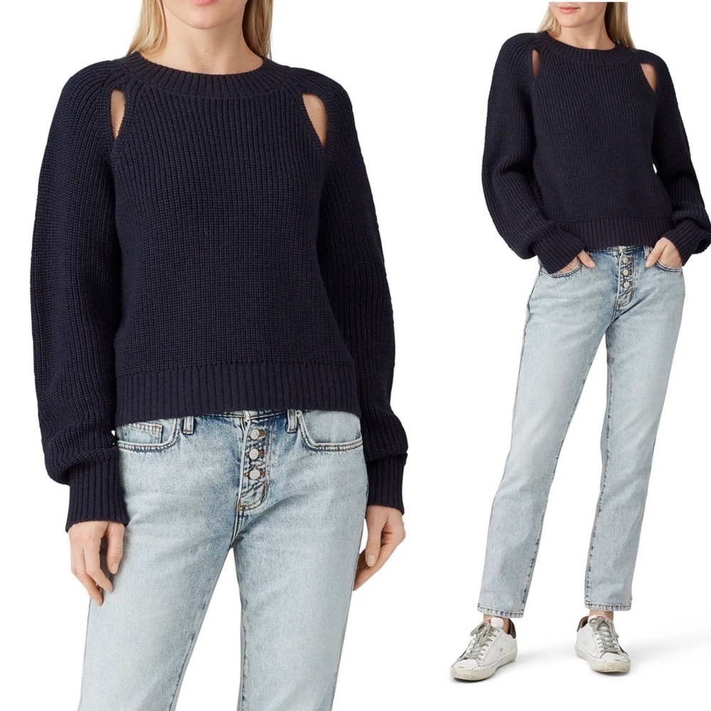 VOX LUX Navy Slash Shoulder Sweater